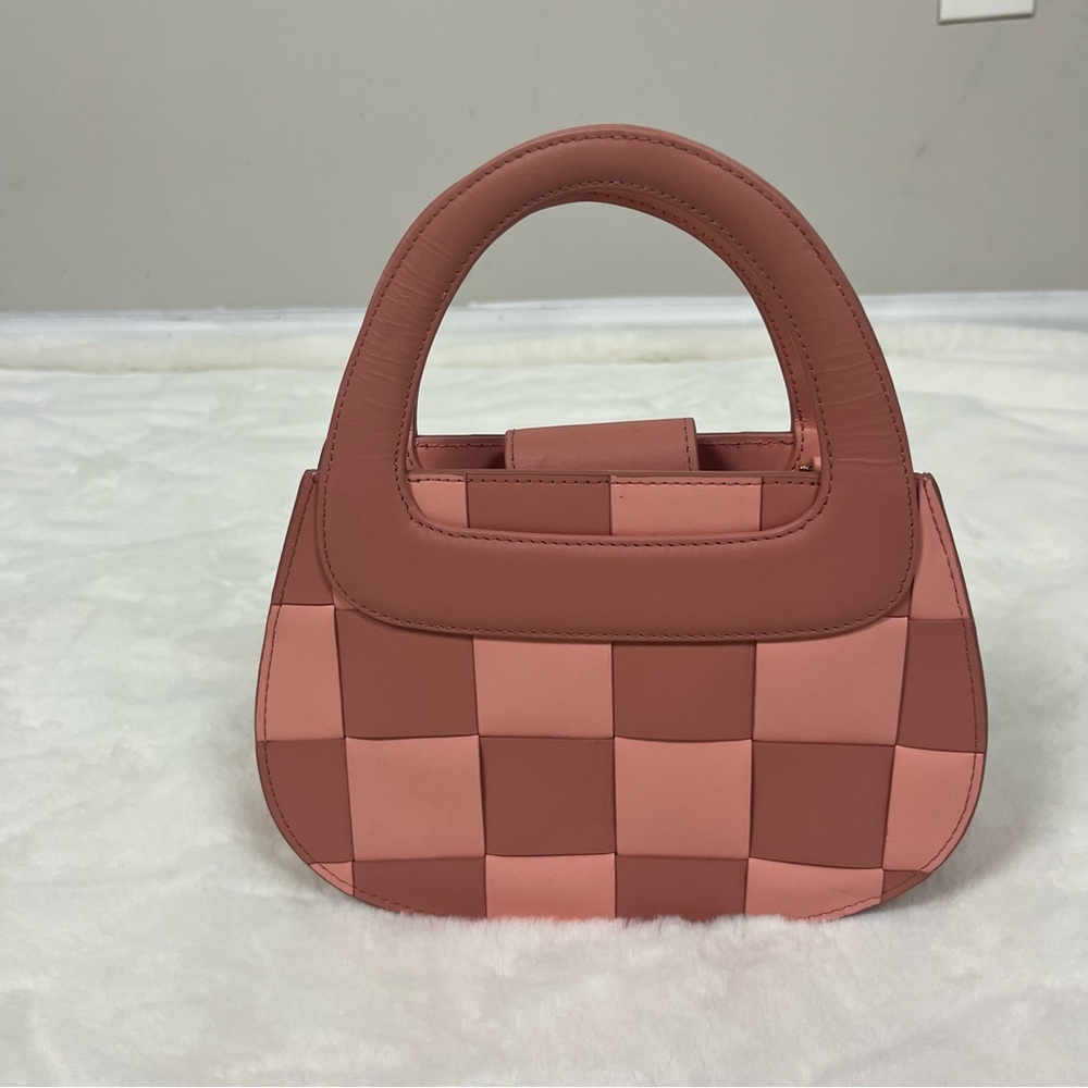 LELE SADOUGHI CARLA CHECKERED LEATHER TOP HANDLE BAG - Picture 8 of 12